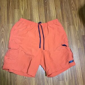 LL Bean Orange Cargo Swim Trunks Size XL.
